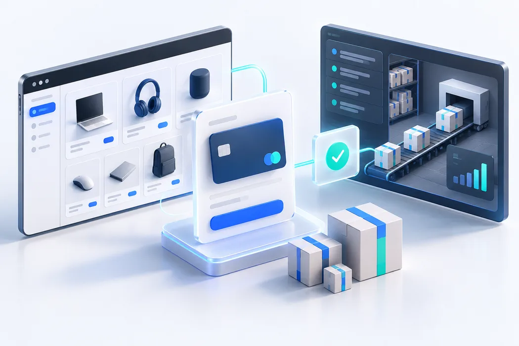 Ilustración conceptual: comercio y pagos digitales