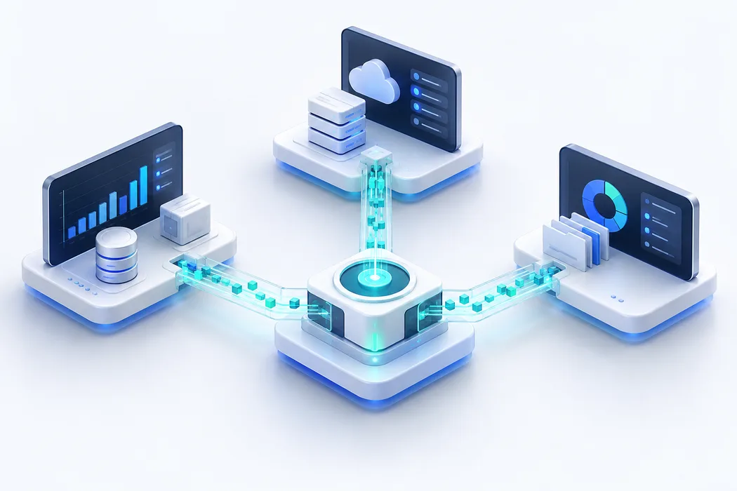 Ilustración conceptual de integraciones y automatización