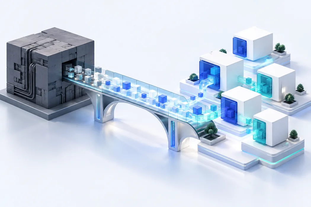 Ilustración conceptual de modernización de software